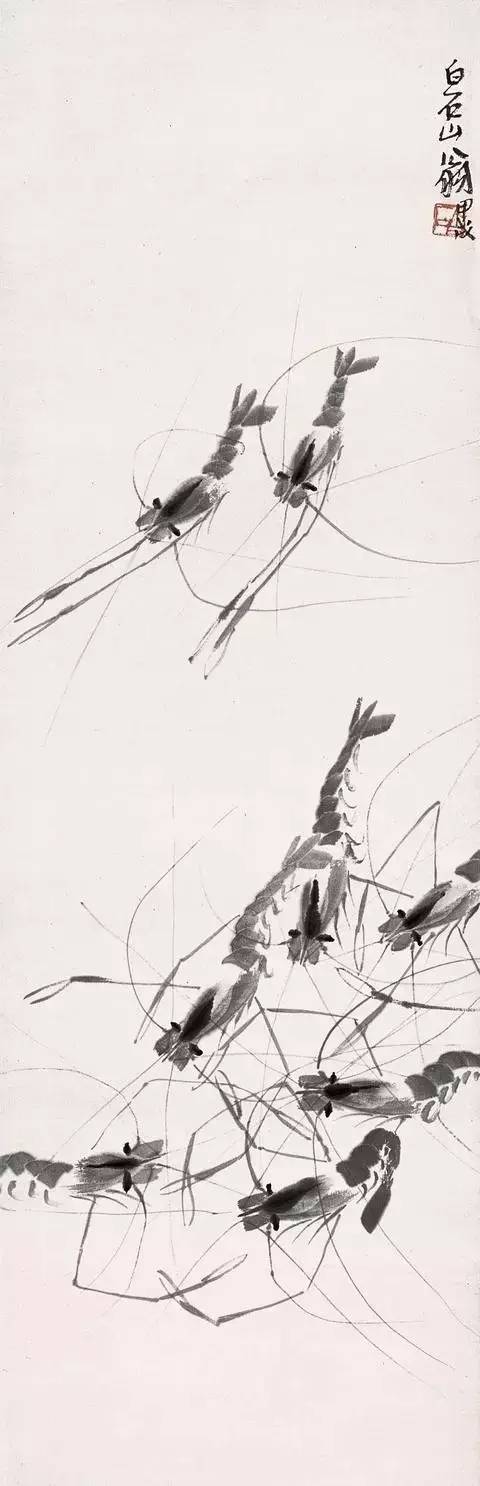 齐白石画虾换真虾,齐白石画虾的6只虾