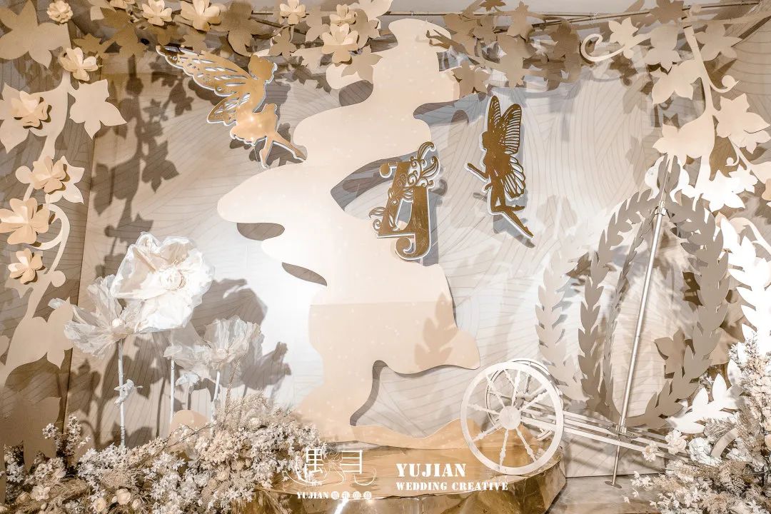 香槟色主题婚礼布置,香槟色婚礼桌椅布置