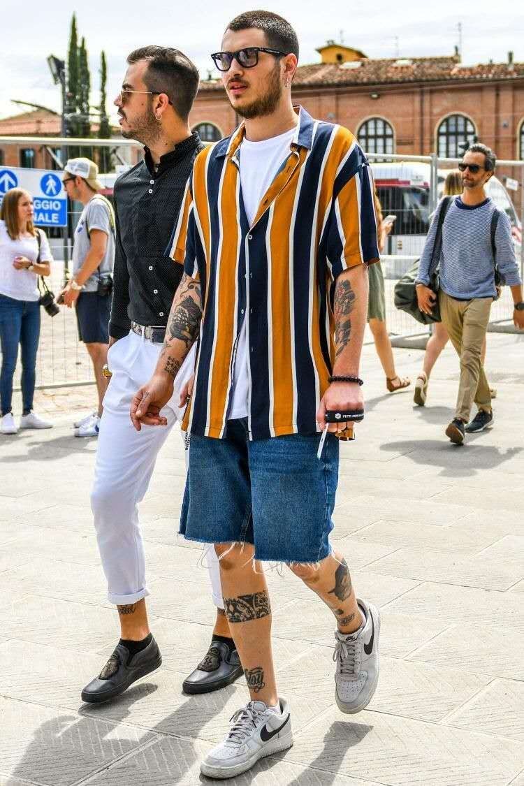 条纹衬衫如何内搭男装好看,条纹衬衫怎么穿才能时髦每日穿搭