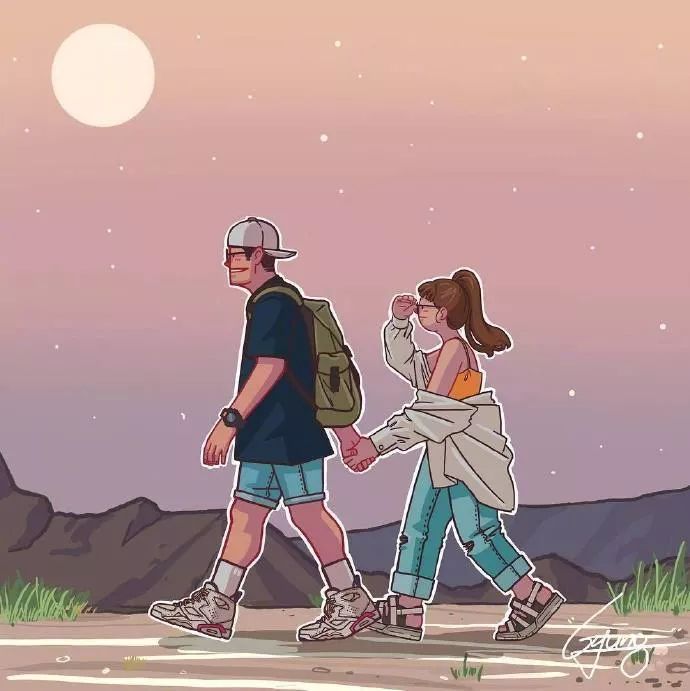 情侣日常手绘插画日记,手绘给女朋友的手账画