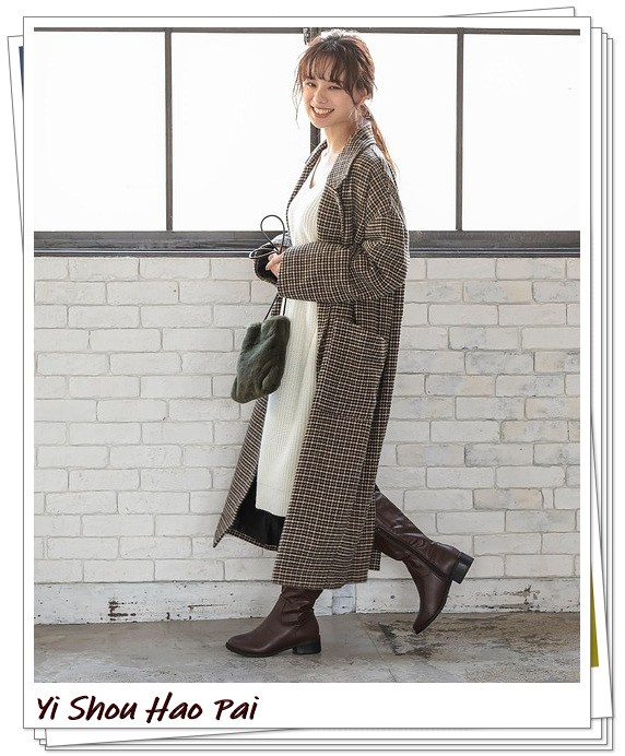 棕色长靴冬季不露腿搭配,棕色长靴怎么搭配好看冬季