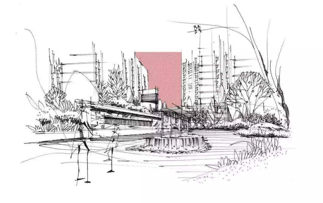 手绘效果图设计详解,干货五幅景观手绘效果图步骤图解