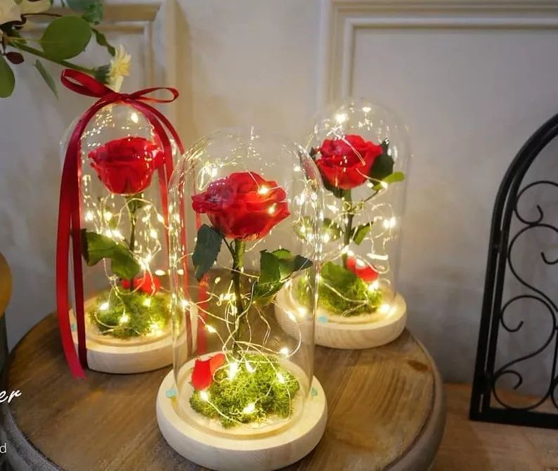 新款永生花玻璃罩,玻璃罩永生花手工diy制作