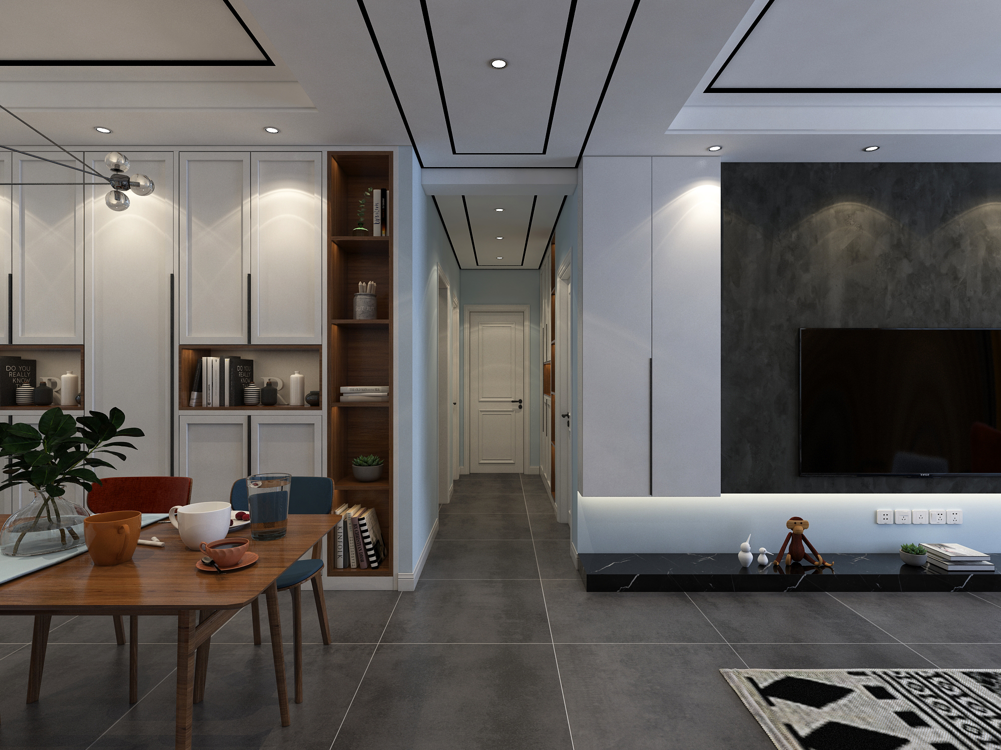 120平中式后现代风格,120平后现代风格