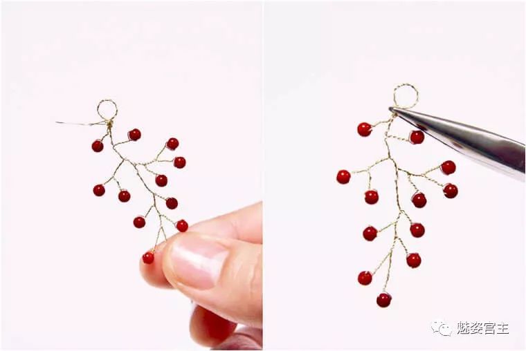 简单耳坠扭扭棒,菱形水晶珠耳饰教程