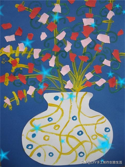 用圆纸片手工制作圣诞贴画,奇妙的纸片贴画手工