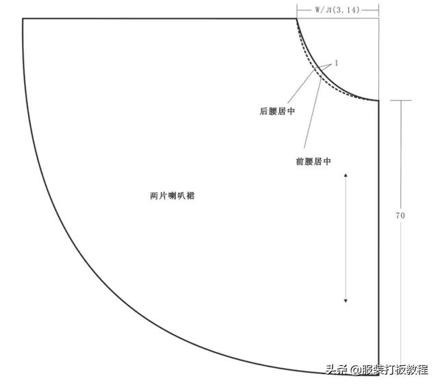 摆长裙完美身形深V字领裁剪教程