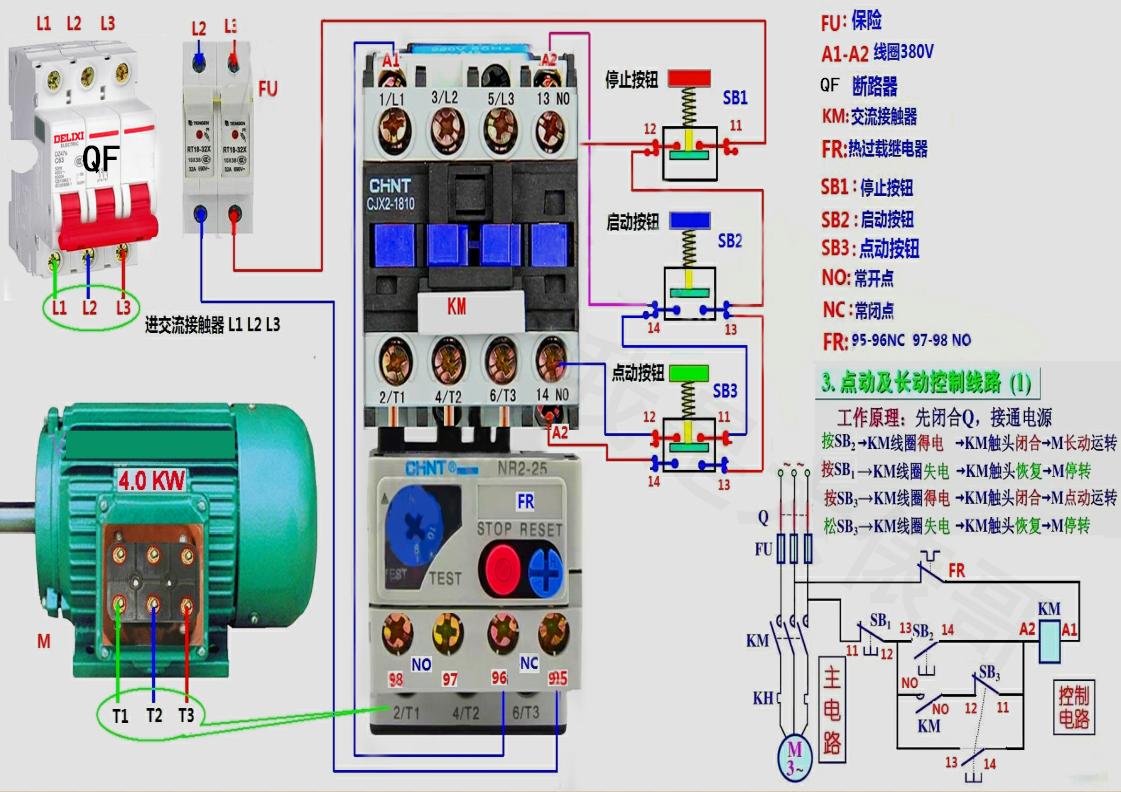 电工正反转电路图和实物接线图,低压电工考试实操实物接线图