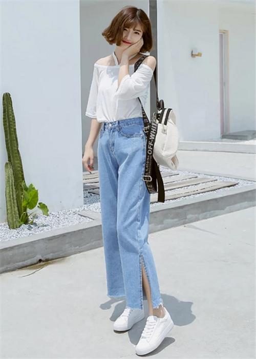 裙裤夏季穿搭,直筒牛仔裤裙穿搭夏季