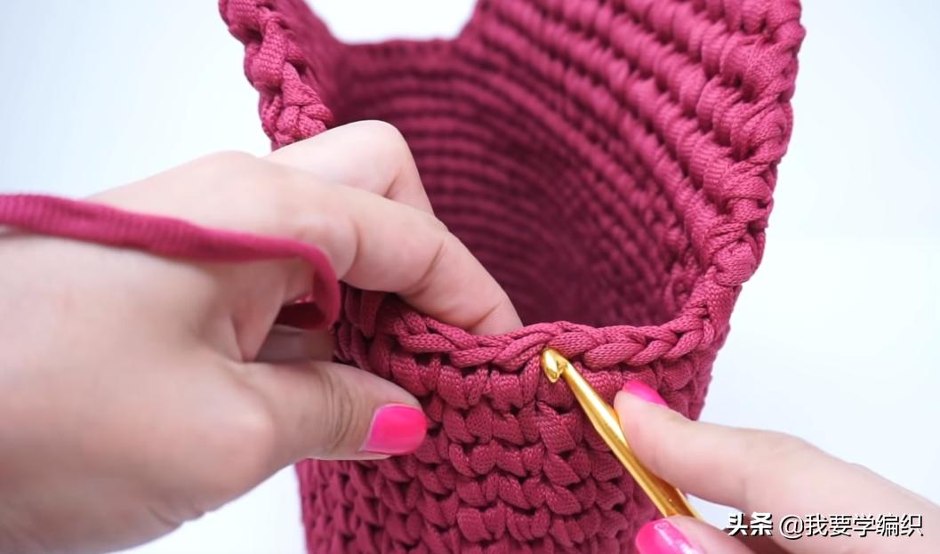 简单大方钩编单肩包图解,简单勾织小包包方法