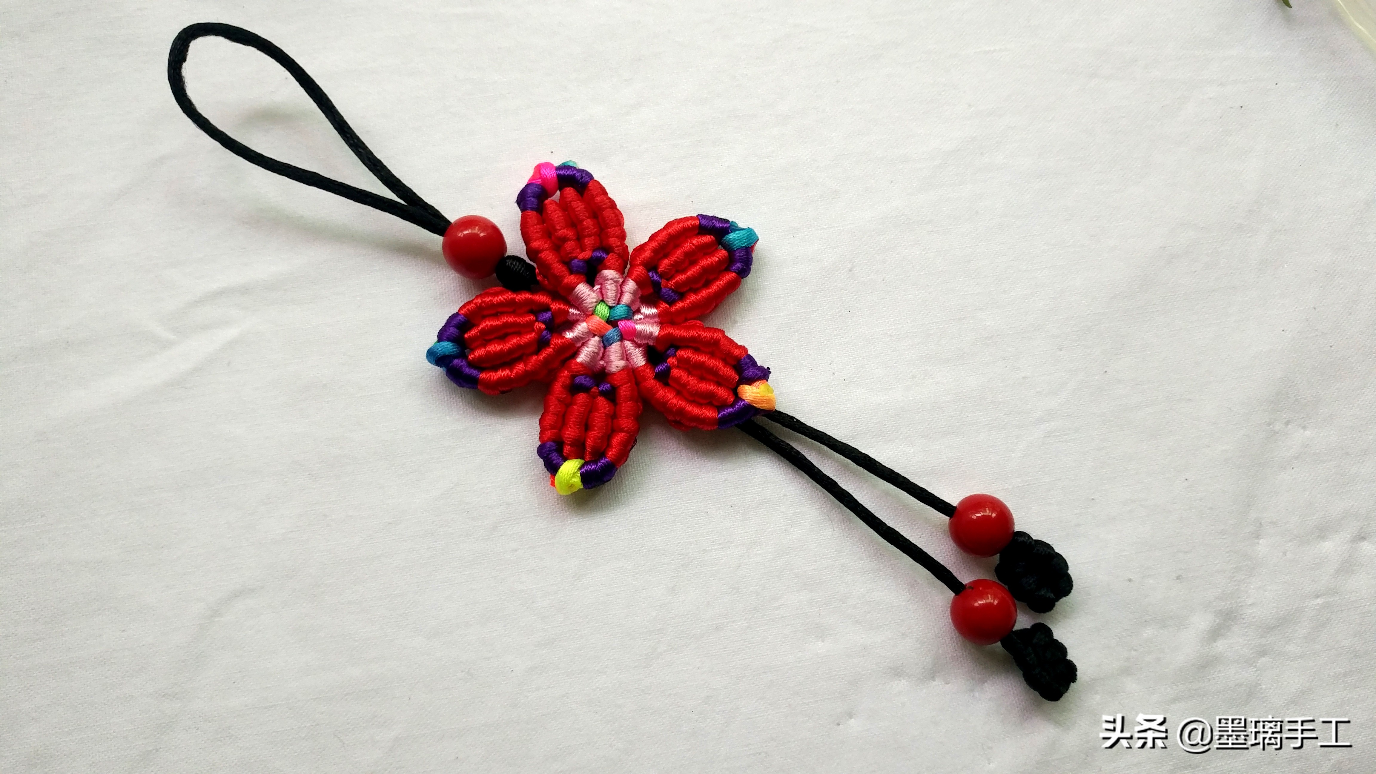 手工编绳大挂饰教程,手工编绳立体花朵挂毯视频教程