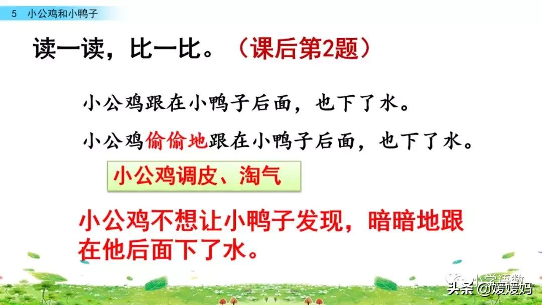 一年级小公鸡和小鸭子仿写句子,一年级小公鸡和小鸭子的看图写话