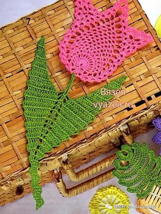 树枝树叶的编织图解,树叶钩针编织教程图解