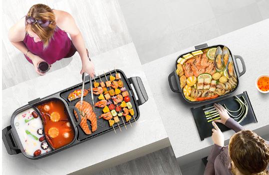 多功能烤涮烧烤一体锅,多功能涮烤锅火锅烤肉一体锅