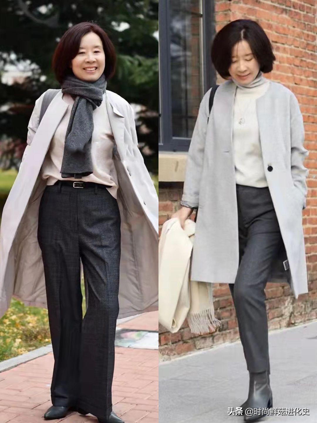 放弃你的“小黑裤”吧！今秋“卡其灰裤”火了，五六十岁穿更时髦