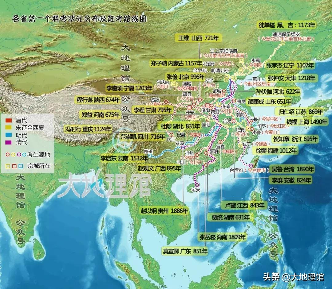 历史上所有科举状元名录,古代科举状元分布图