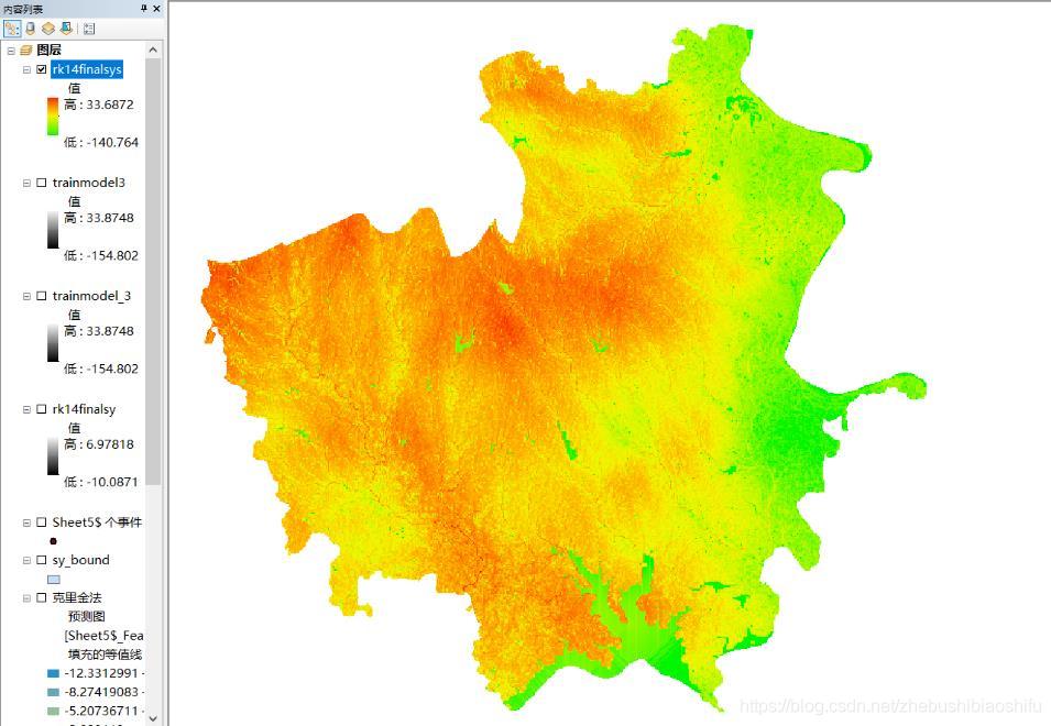 基于ArcMap的回归克里格与普通克里格方法插值与结果对比分析