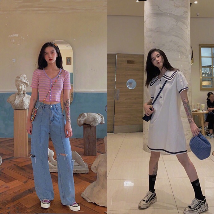 个子矮穿老爹裤紧身,个子矮瘦人穿老爹裤好看吗