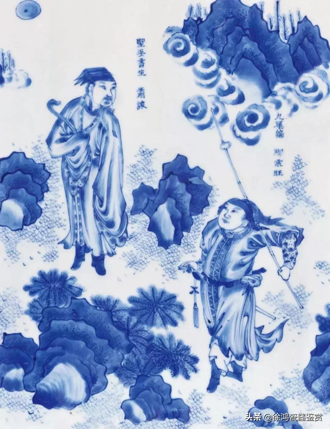 明崇祯青花山水瓷器,明崇祯鹿纹青花瓷器