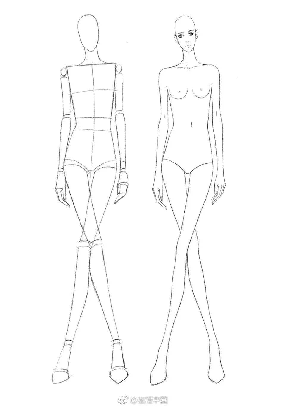 手绘服装画身体,手绘人物服装画法