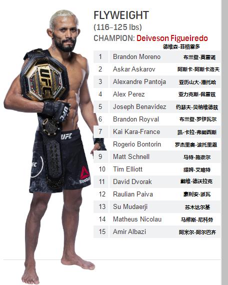 2021ufc重量级排名前十,ufc皱量级大力鼠排名
