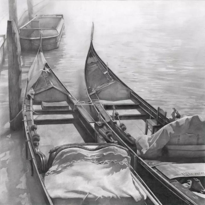 唯美风格素描画,妖娆的背影素描画