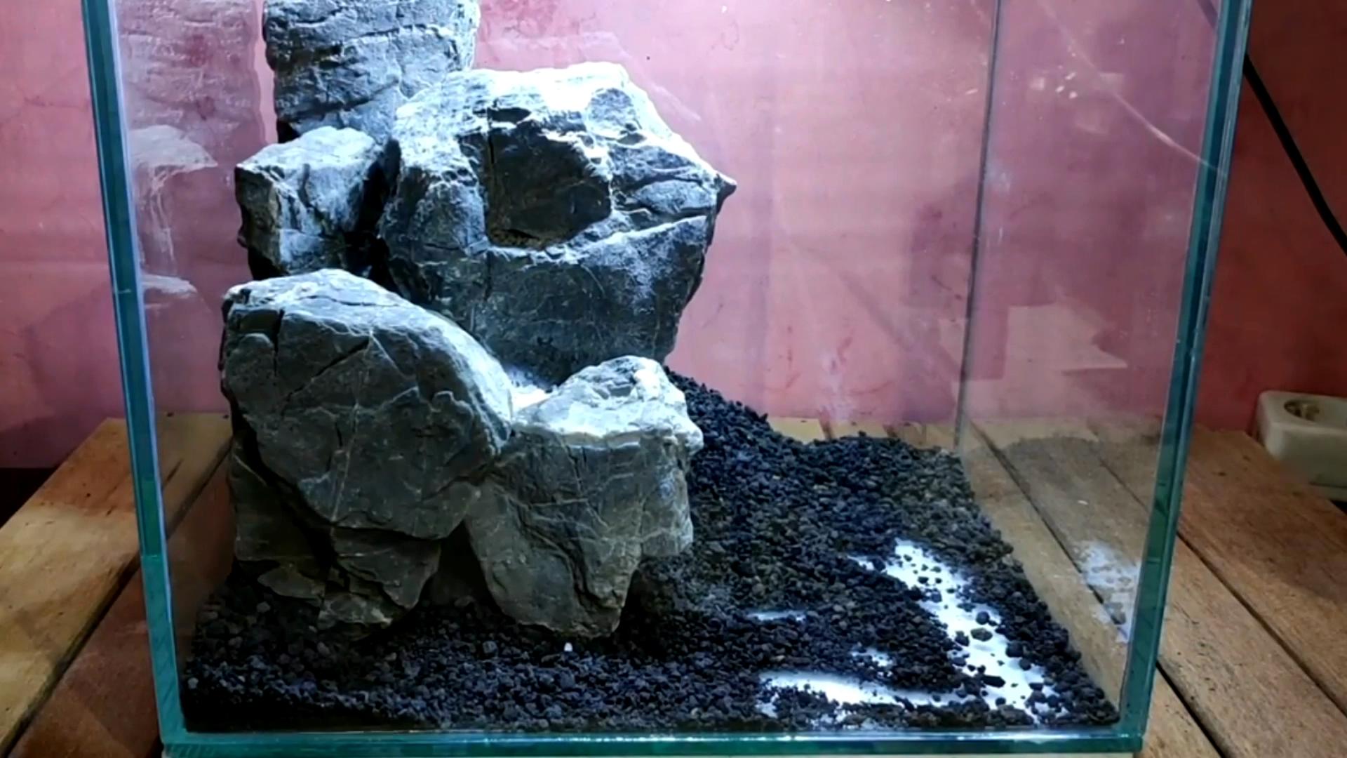 水陆缸石头拼接造景教程,真石头假山拼接造景