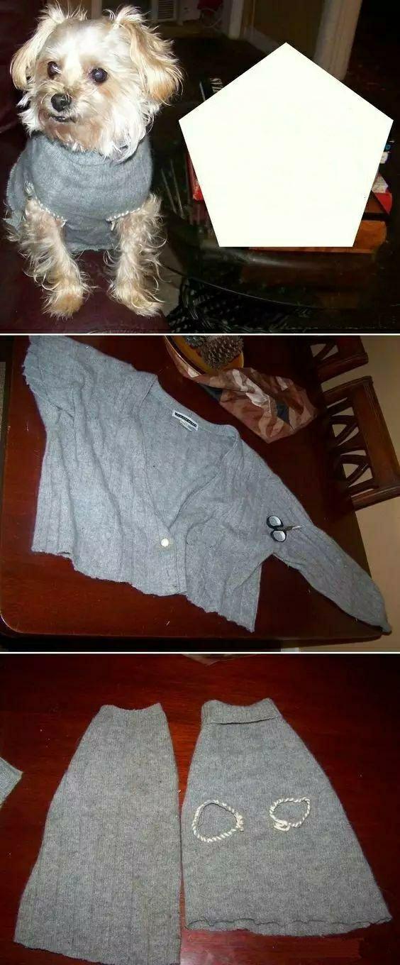 旧衣服做狗狗衣服步骤图片,旧衣服改狗狗四脚棉服视频
