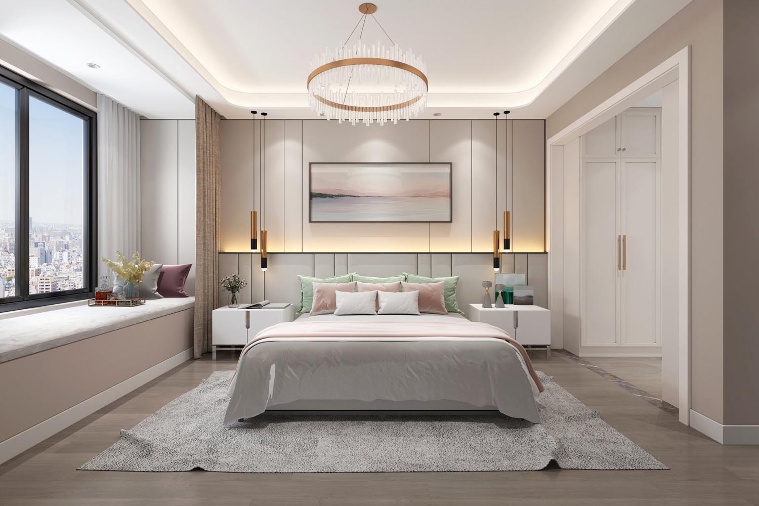 一百平极简轻奢风,99平米小三室轻奢风