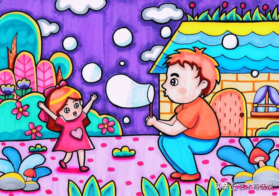 美术绘画创意父亲节,父亲节沉稳有爱的绘画素材