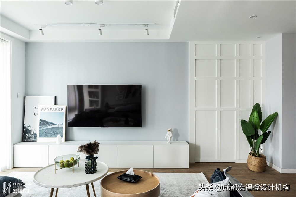 跃层意式极简风背景墙,北欧风电视背景墙小户型