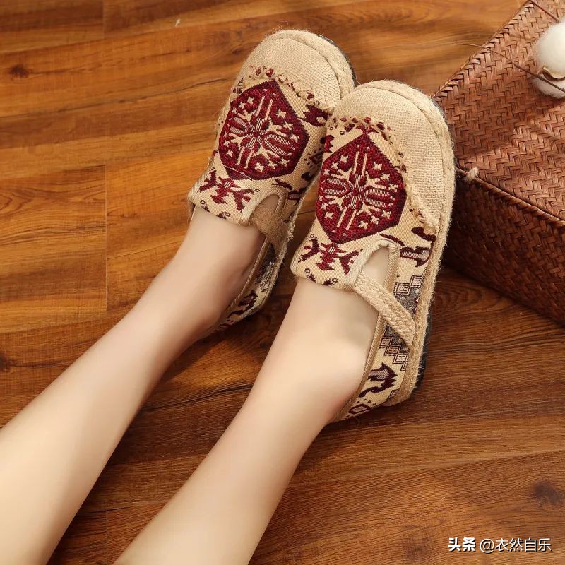 亚麻鞋子女款妈妈鞋,亚麻布料的鞋