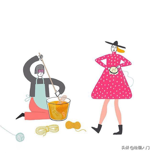 关于《童年》的插画作品,童年我和姥姥手绘插画