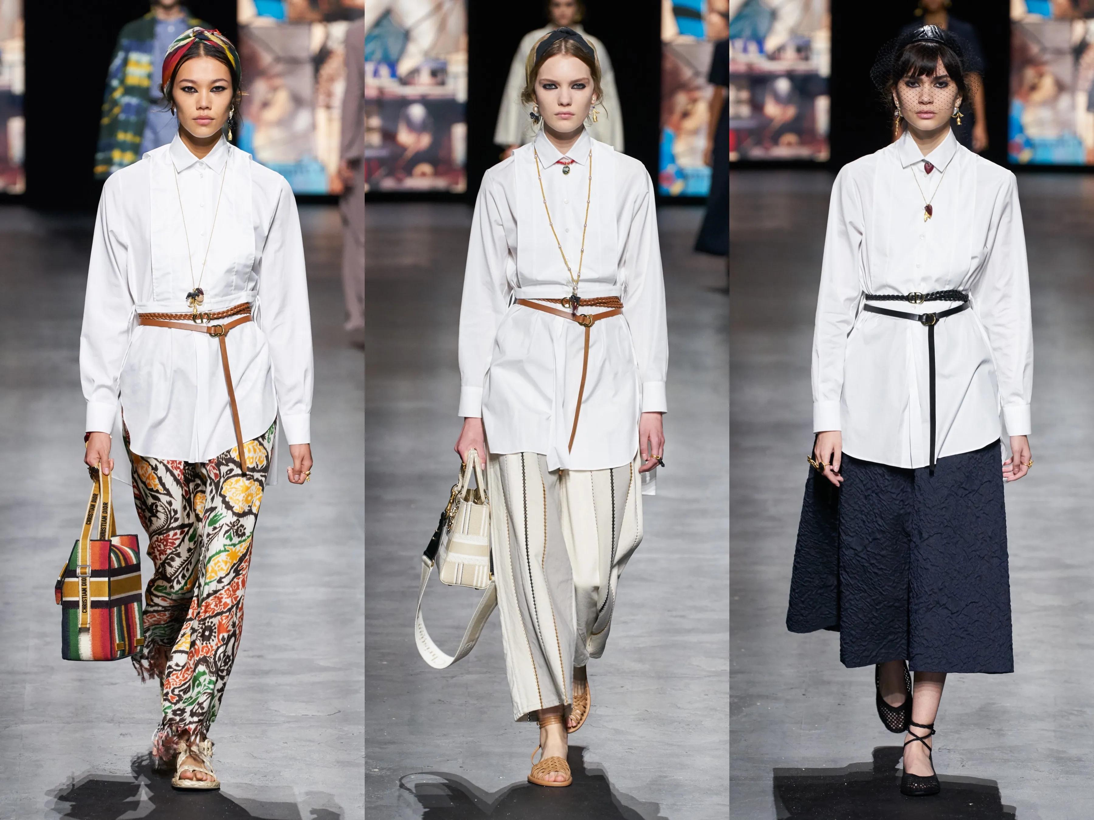 dior白衬衫搭配千鸟格半裙,dior白衬衣搭配男