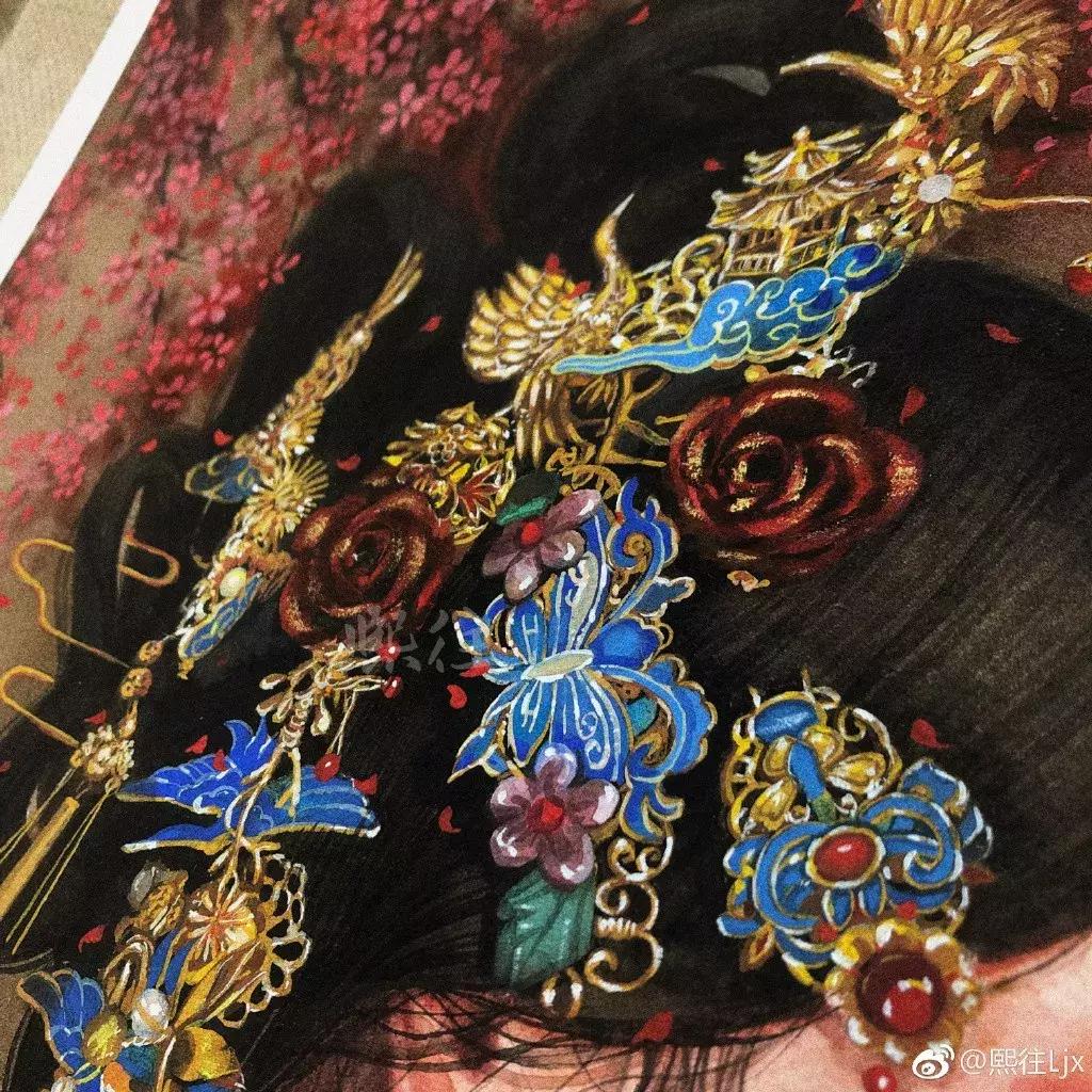 古风绘画线描,100张绝美古风女线描手绘