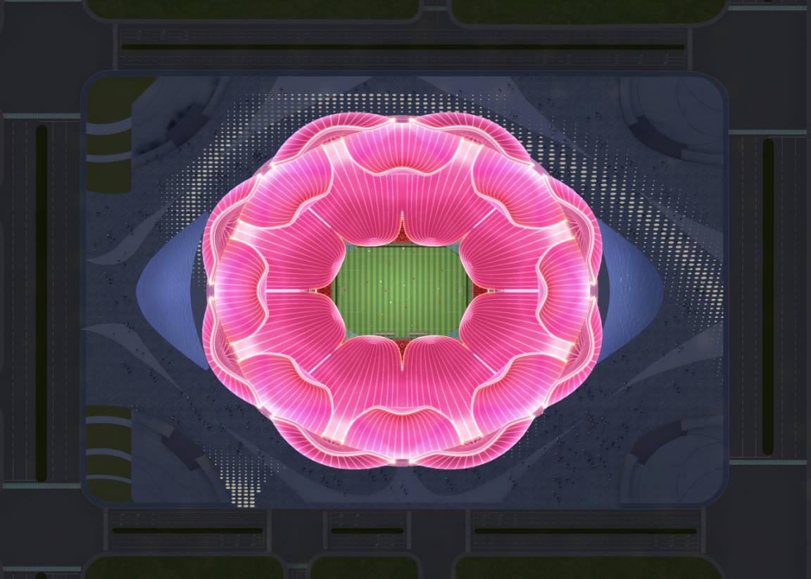 恒大足球场荷花造型火了,恒大荷花绽放