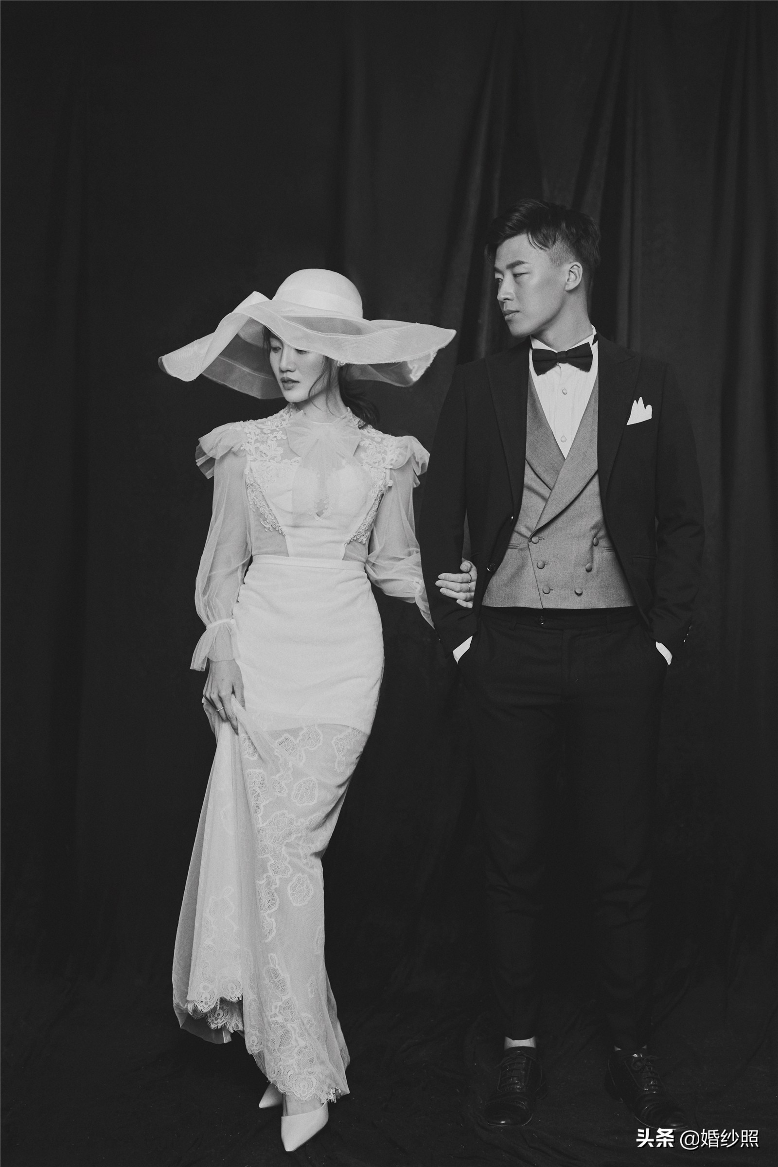 黑背婚纱照效果图,黑色调婚纱照古典