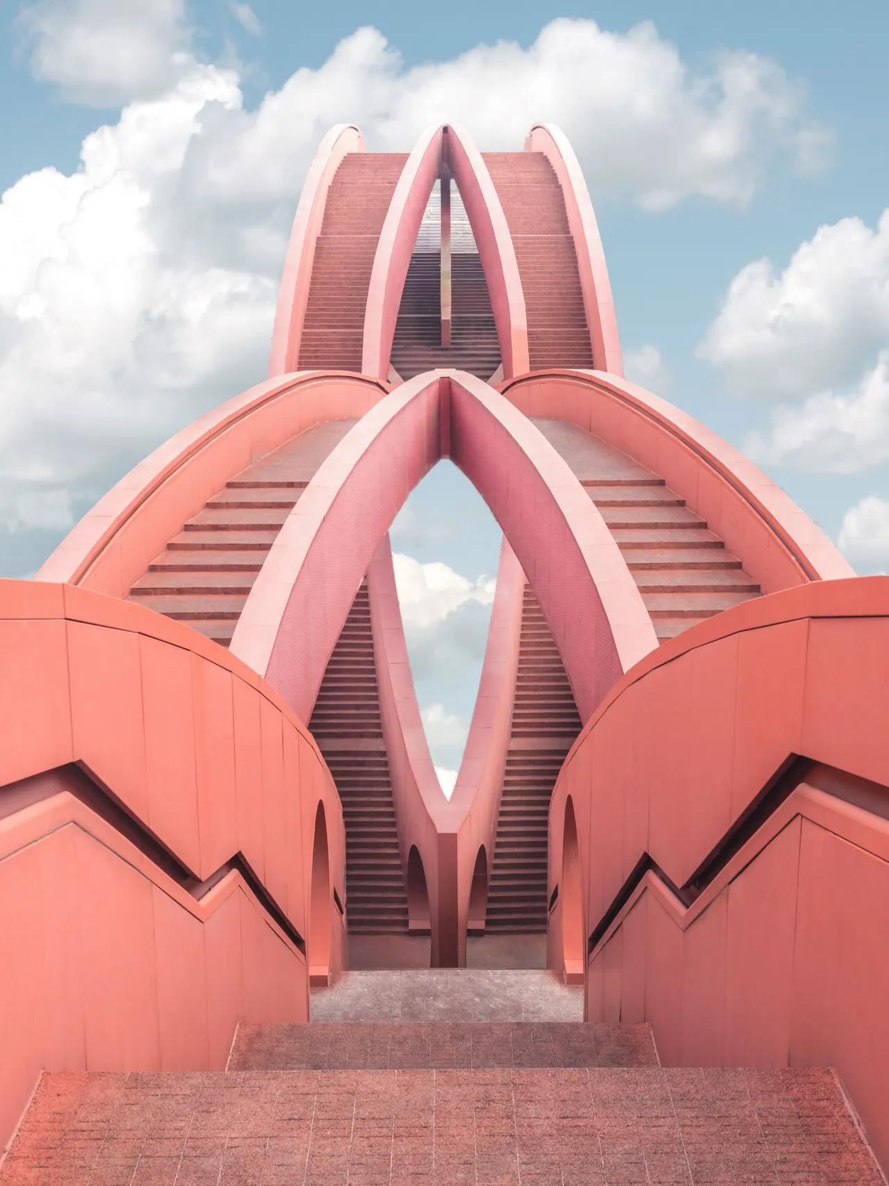 长沙梅溪湖中国结步行桥夜景,长沙梅溪湖城市岛人行景观桥