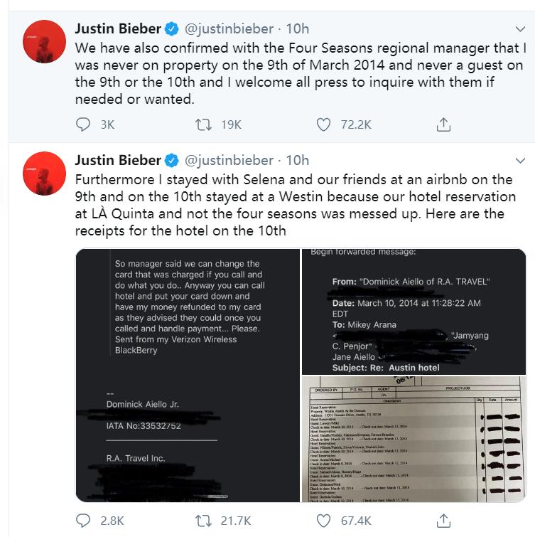 比伯遭粉丝指控,比伯回应被粉丝侵害