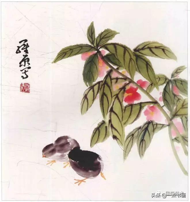 几组写意花鸟创作示范图解,国画小品写意花鸟图片欣赏