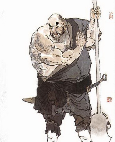 出家人的身份却像侠客一般扶危济困，鲁智深是勇人，也更是一个佛