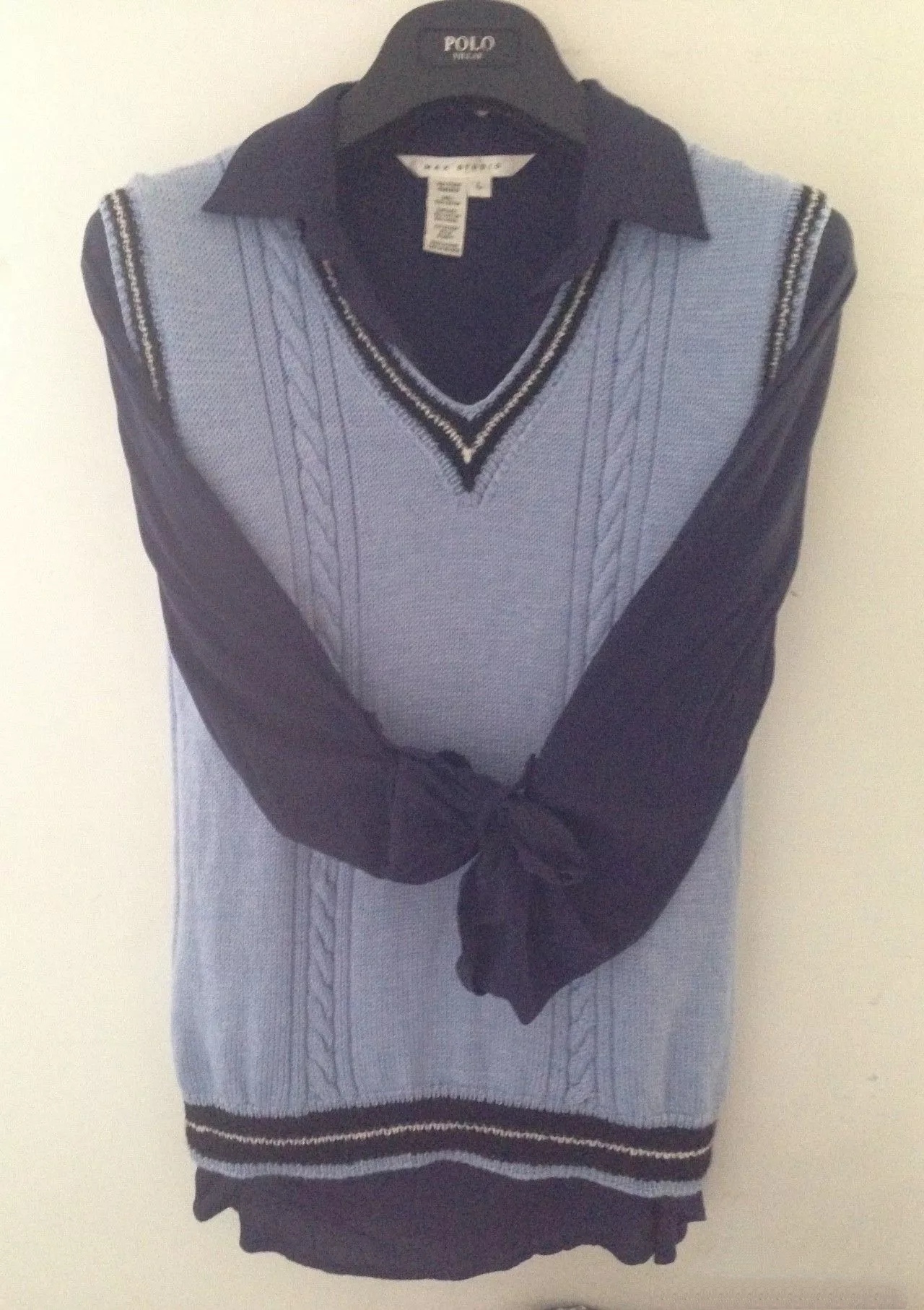 新款韩版学院风V领叠穿针织背心,织宽松v领背心