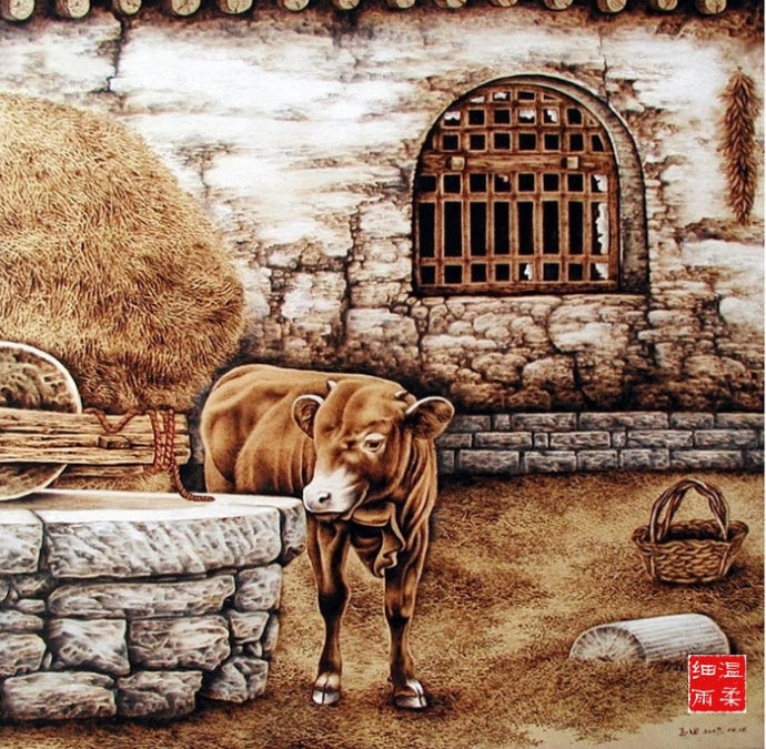 田玉田烙画动物作品欣赏,田玉田烙画多少钱