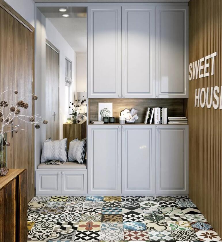 入户门厅造型设计,入户只能做一扇门的鞋柜怎么设计