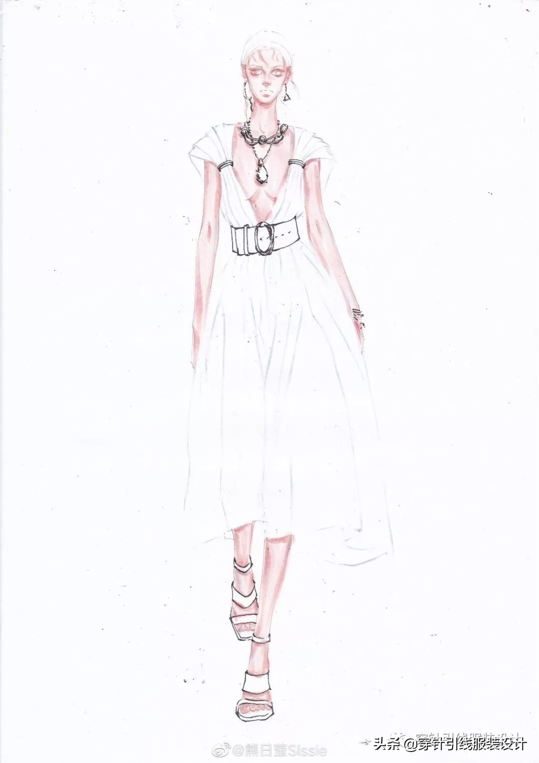 礼服服装效果图手绘,西装手绘服装效果图