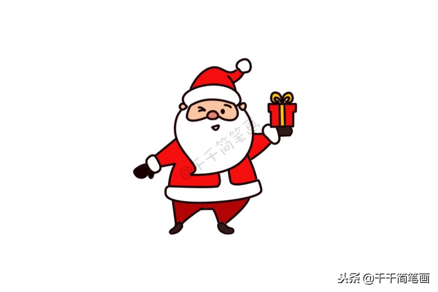 圣诞老人简笔画你收到礼物了吗,圣诞礼物盒简笔画