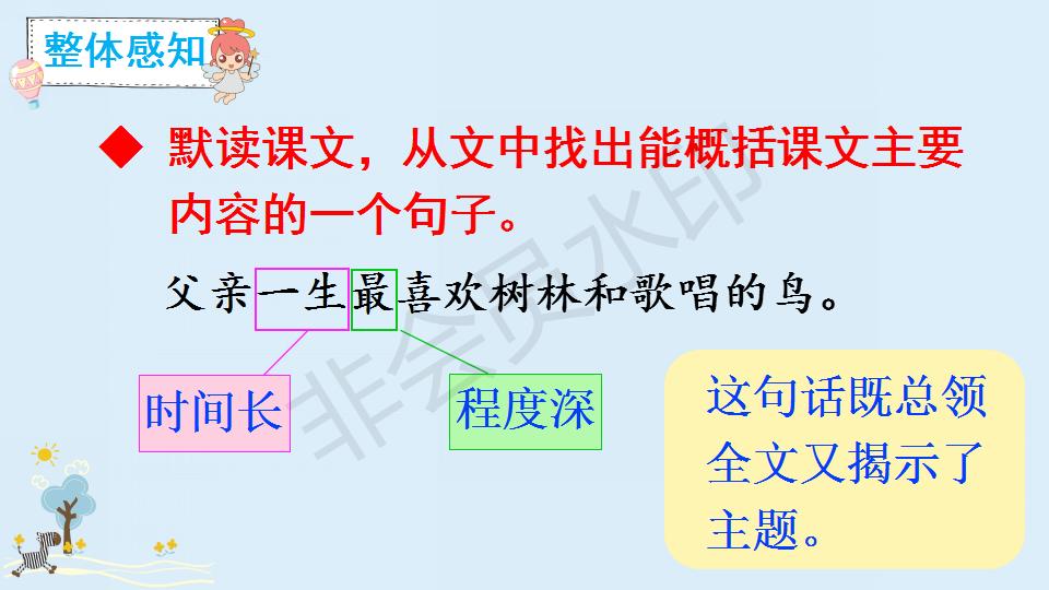 部编版父亲和鸟课件,父亲树林和鸟ppt教材解析