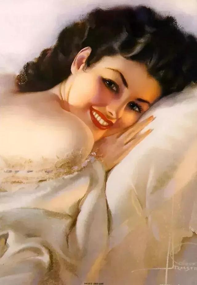 色粉画人物欧美姑娘经典,美国画家笔下美女