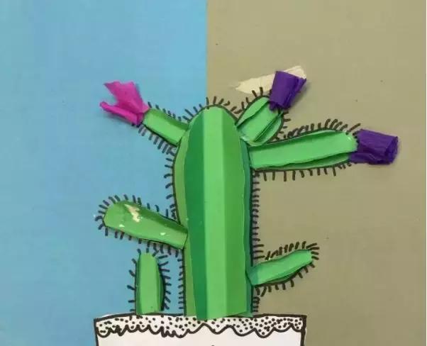 手工卡纸仙人掌盆栽幼儿园,仙人掌手工制作卡纸立体小学生