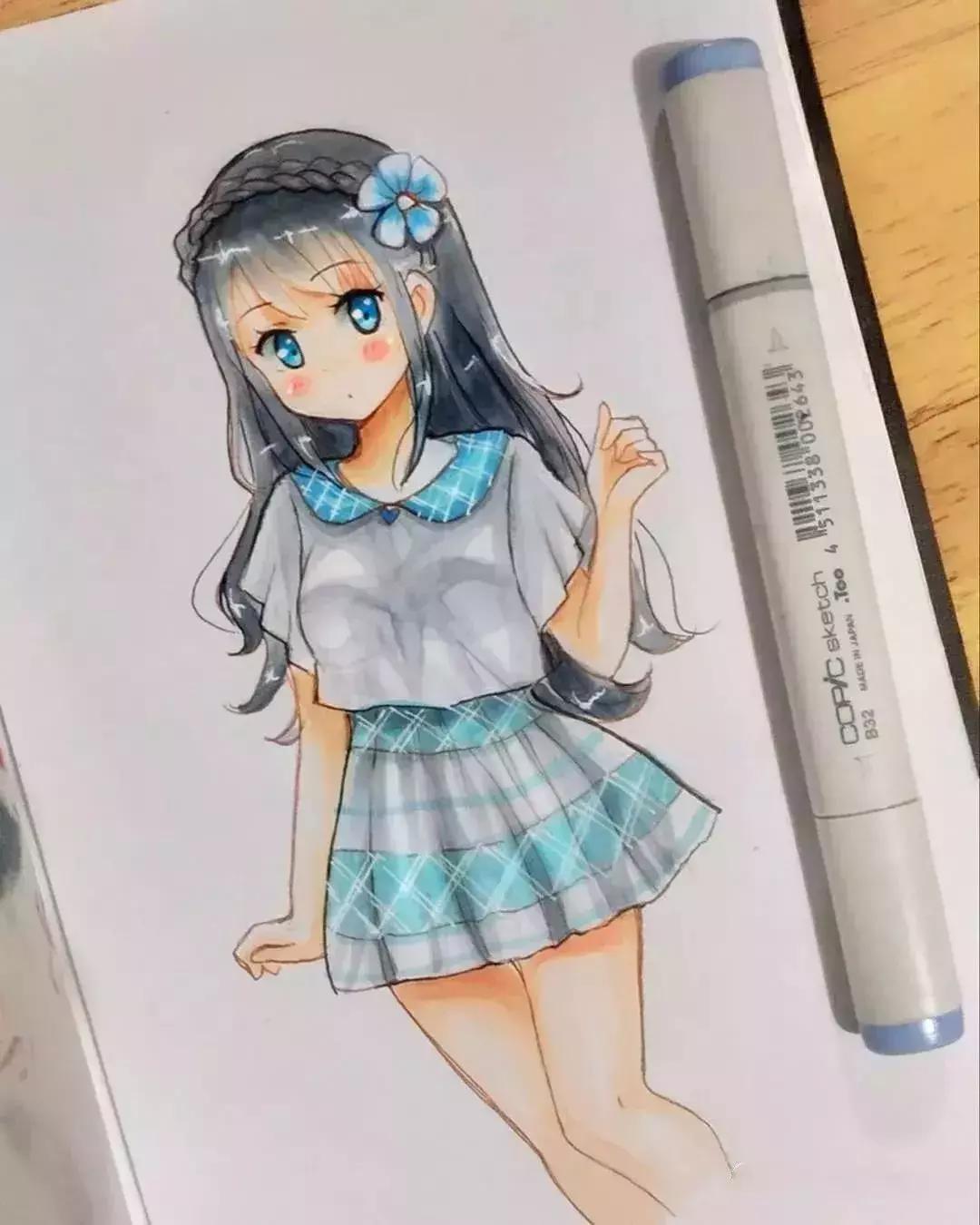 可爱动漫人物手绘马克笔,马克笔好看的动漫人物